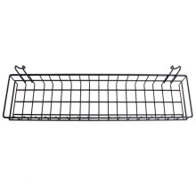 4X Hanging Basket for Wire Wall Grid Panel, Multi-Function Wall Storage and Display Basket, 40X10X5CM, Black Painted