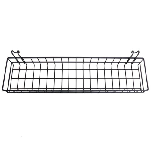 4X Hanging Basket for Wire Wall Grid Panel, Multi-Function Wall Storage and Display Basket, 40X10X5CM, Black Painted