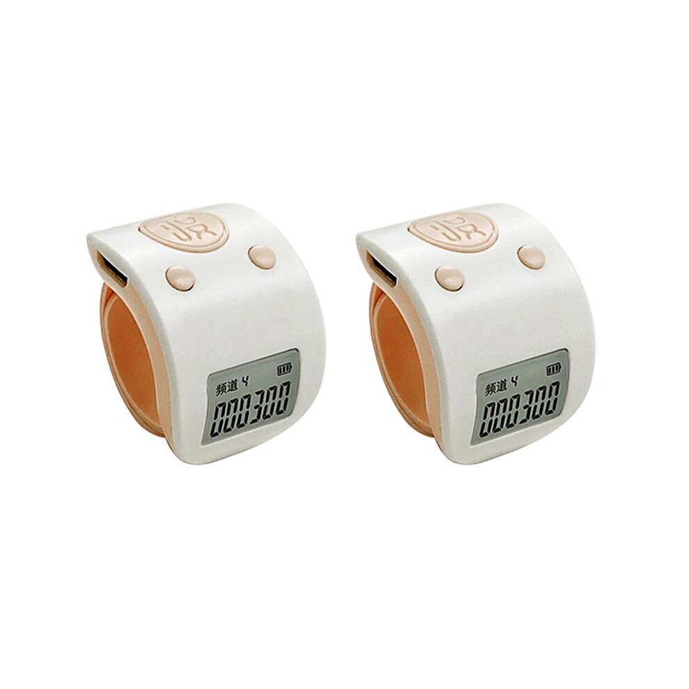2X Digital Lcd Electronic Finger Ring Hand Tally Counter 6 Digit Rechargeable Counters Clicker-White 4713060574379