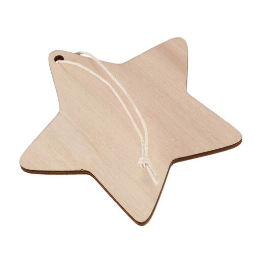 20X Wooden Star Shapes, Plain Wood  Tags with Hole (10Cm)