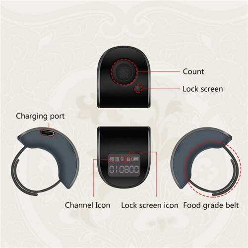 2X  Digital LCD Electronic Finger Ring Hand Tally Counter 6 Digit Rechargeable Counters Clicker-White 1