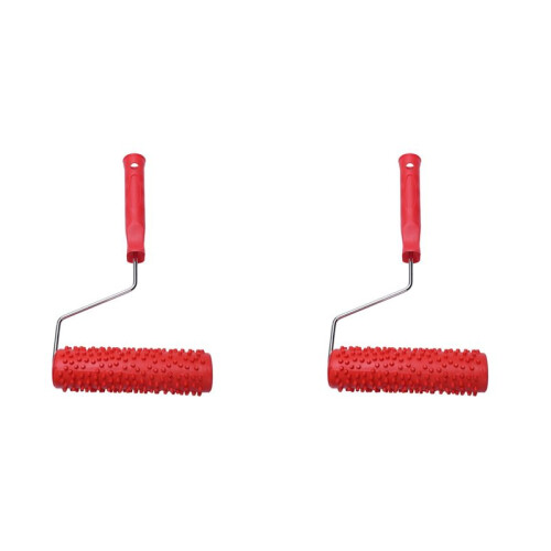 2X 7Inch Embossed Raindrop Painting Roller with Plastic Handle for Wall Decoration