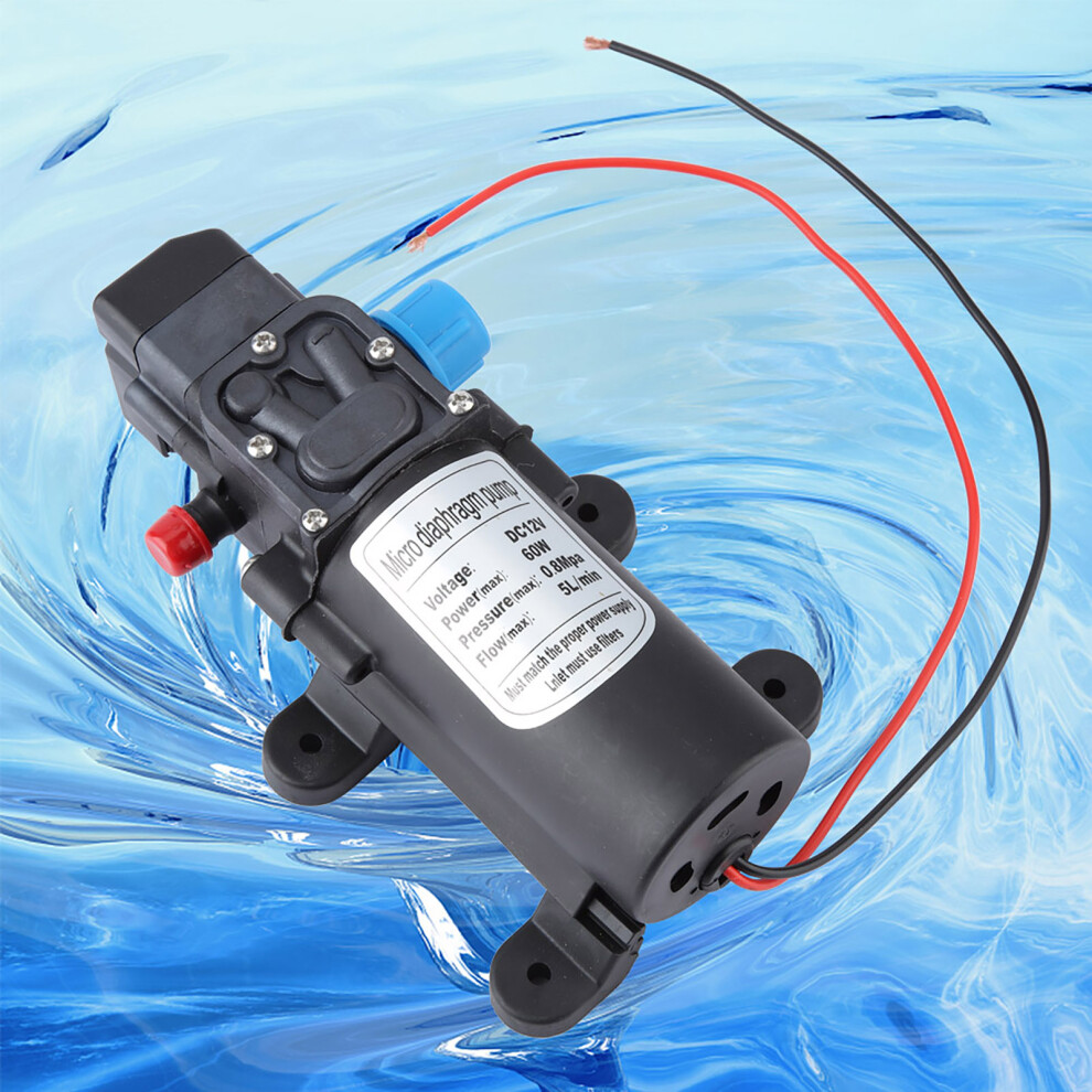 12V 60W Micro Electric Diaphragm Water Pump With Pressure Switch, 8Kg Max 7691391579362