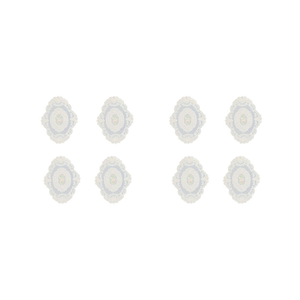 8 Pack Retro Lace Placemats, French Crochet Doilies, Handmade Embroidered Table Mats, 12X16-In Place Mats Cup Mat Beige 4714008745059