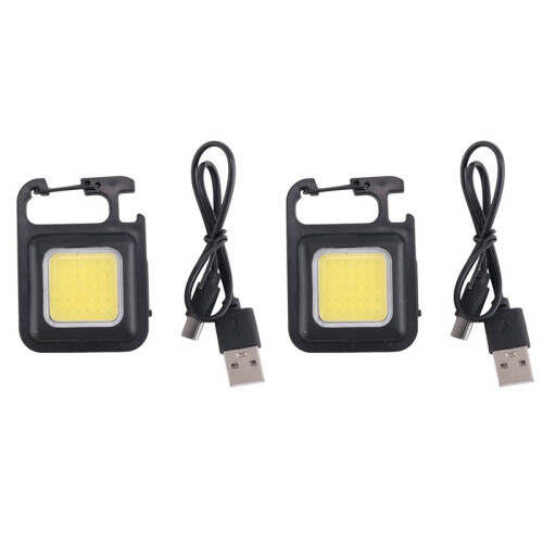 2X Camping Keychain Light Multi-Function Work Light Magnetic Work Light Red and  Flashing  Flashlight Outdoor