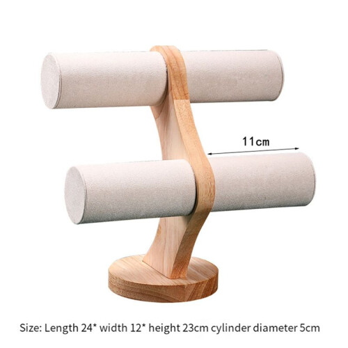2X 2-Layer Solid Wood Jewelry Display Stand Watch Organizer Storage Rack Jewelry Packing Display Props Bracket, D 2