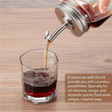 4 Pieces Jar Oil Spout Lid Oil Pour Spout Dispenser Lid Regular Mouth Oil Pour Lid with Caps Compatible with Mason Jar