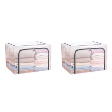 2X Cloth Clothes Steel Frame Transparent Storage Box Bed Sheet Blanket Pillow Shoe Rack Container Foldable Case C