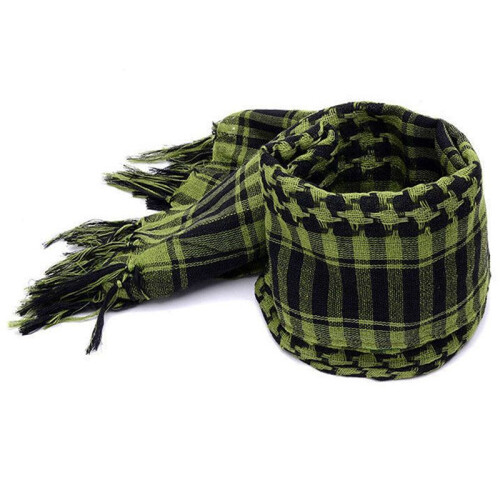 3X ÉCharpe Unisexe en Polyester Poids Léger À Plaid Pompons Arabe Désert Shemagh, Vert 1