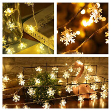 3X 20LED Snowflake String Light Christmas Garland Fairy LED Light Lanterns Xmas Outdoor Party Decor Battery Power
