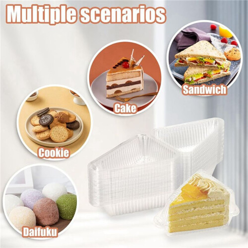 100Pcs Cake Slice Containers with Hinged Lid,Disposable Pie Slice Boxes,Individual Cheesecake Containers,Cake Carriers