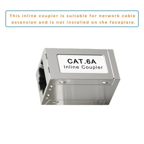 2X RJ45 Female to Female CAT6A Shielded Coupler Inline Ethernet Coupler Ethernet Extender Adapter Ethernet Cable 1