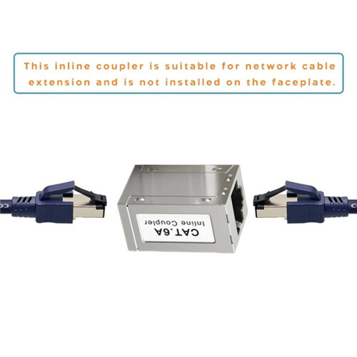 2X RJ45 Female to Female CAT6A Shielded Coupler Inline Ethernet Coupler Ethernet Extender Adapter Ethernet Cable 2