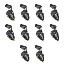 10X Szybka ładowarka USB PD 3.0 Typu C Din na USB i Gniazdo Zasilania 18 w QC 3.0 z Woltomierzem do Motocykla 12 V-24 V