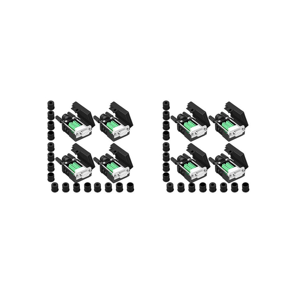 8Pcs Db9 Female Breakout Connector,Db9 Solderless Rs232 D-Sub Serial To 9-Pin Port Terminal Adapter Connector 4712297830630