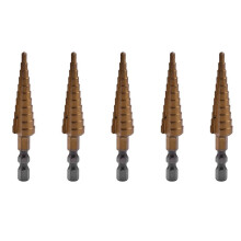 5pcs 1/4 Inch Hex Shank HSS High Speed Steel Titanium Coated Step Drill Bit 3-13mm