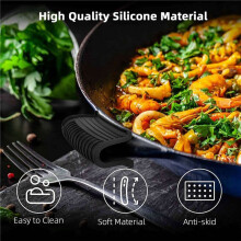 4X Cast Iron Skillet Handle Covers Set Non-Slip Silicone Pot Holder Resistant for Pans Griddles Cookware Black