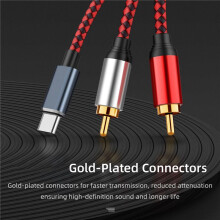 2X USB C para 2 RCA Cabo de ÁUdio Tipo C Macho para 2 RCA Macho Cabo de ÁUdio para   Tablet Alto-Falante Amplificador TV, 1M