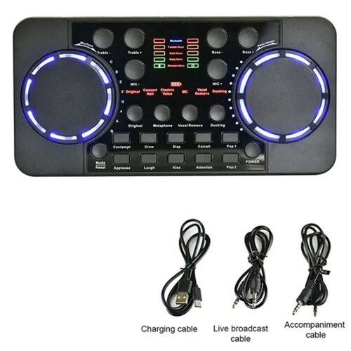 2X V300 Pro Sound Card -Compatible Audio Interface Mixer DJ Digital Effect Noise Reduction Console USB Record 2