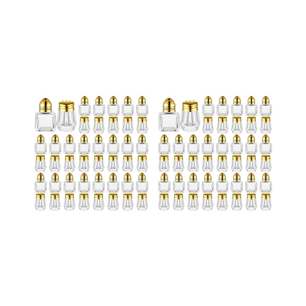 24X Salt & Pepper Shakers Clear Seasonings Shakers Tiny Spice Shakers Transparent Seasoning Shakers Gold 6033139103568