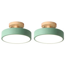 2X Green Ceiling Lights Modern LED Nordic Wood Lighting Fixture Indoor Luminaire Kitchen Living Bedroom Bathroom