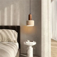2X Yellow Travertine Pendant Light 110-240V Japanese Wabi Sabi Style Nordic Pendant Lamp Ideal for Bedside, Restaurant
