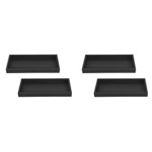 Set of 4 Bathroom Trays, Decorative Tray, Black Silicone Storage Tray, Small Tray for Washbasin, Bathtub (Rectangle)