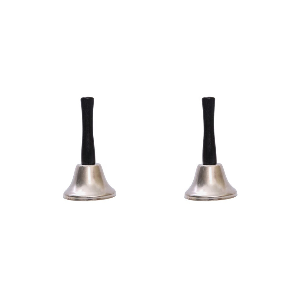 2X Steel Hand Bell Loud Call Bell Alarm, Family Loves, Musical Hand Bells, Cow Bells With Stick Grip-B Gold 4711606835922