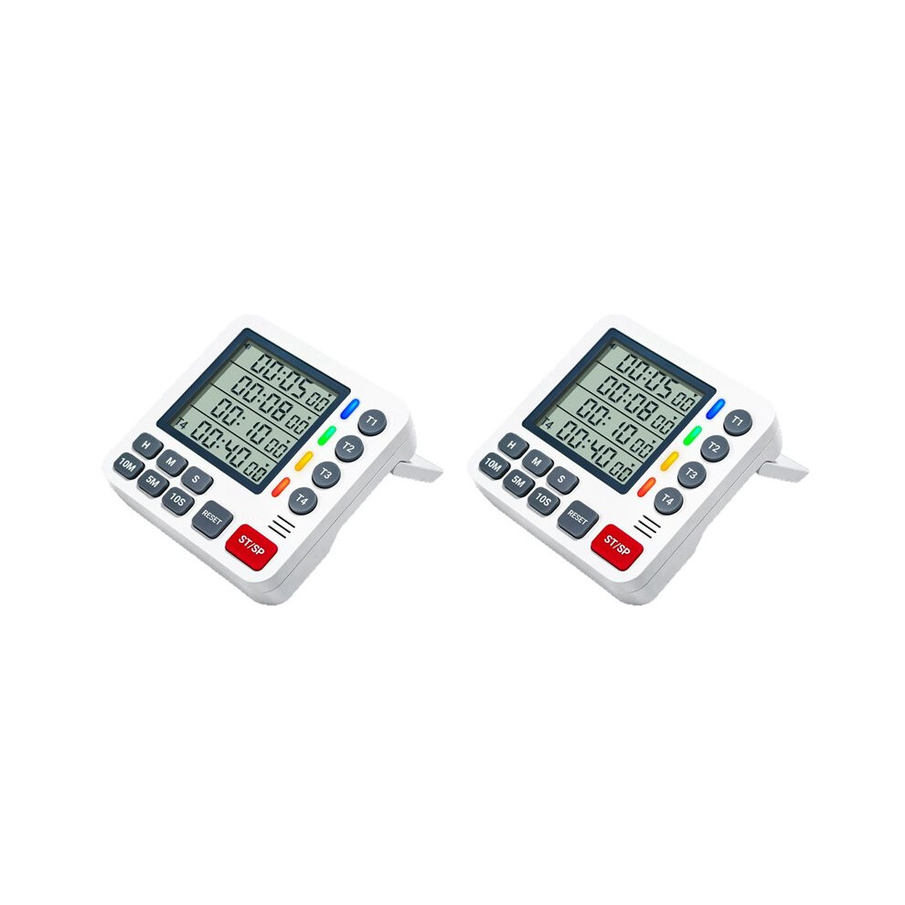 2X Magnetic 4-Channel 4-Group Timer Lcd Display Timer Kitchen Cooking Experiment Milk Tea Learning Reminder 4712048827131