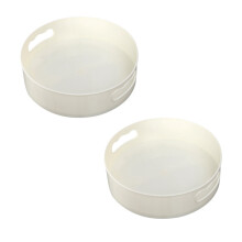 2X Rotating Tray Turntable Kitchen Storage Containers for Spice Jar Food Snack Tray Non Slip Dried Storage Plate, White