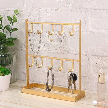 2X Tabletop Iron Jewelry Jewelry Earring Hanger Necklace Earring Earring Shelf Display Shelf Porch Key Rack Gold