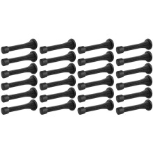 24 Pack Black Spring Door Stops, Flexible Spring with Low Mounted Black Rubber Bumper Tips