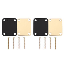 2X Gold Neck Plate with 8 Screws Replacement Part for  Strat Electric Guitar
