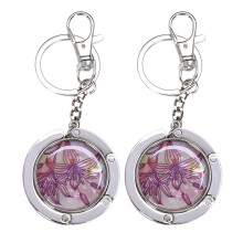 2X Keychain / Folding Handbag Hook Bag Hook Door Table Zinc Alloy Hook Lily