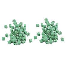 100 Pezzi 2 Pin 5 mm Pinch Montaggio PCB Morsetto A Vite Morsetto Connettore 300V 10A (Verde + Argento)
