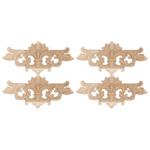 4Pcs Vintage Wood Carved Decal Corner Onlay Applique Frame for Home Furniture Wall Cabinet Door Decor Crafts 22X10cm