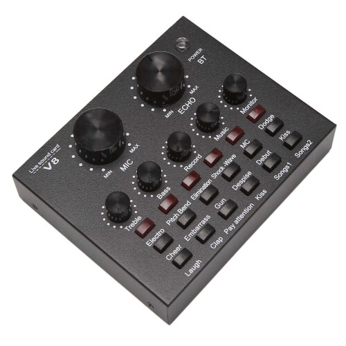 2X V8 Sound Card Audio Set Interface External USB Live Microphone Sound Card  Function for Singing Recording 2