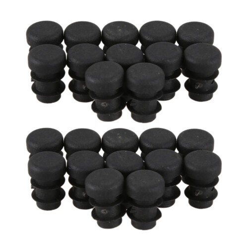 24 Pcs Plastic 12mm Pipe End Blanking Caps Bung Tube Insert Plug Round Black