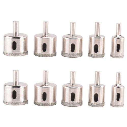 10pcs Diamond Tile Hole Saw Drill Bit Bits Set Glass Marble Granite Slate Cutting