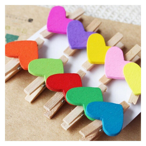100Pcs Mixed Colours  Wooden Peg Photo Paper Peg  Clips 2