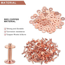 100 Sets of Copper Rivets and Burrs,Leather Belt Wallets, Leather Copper Rivets (9/16 Inches)