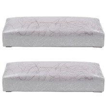 2X Manicure Hand Pillow Rectangle Pu Leather Hand Rest Silver