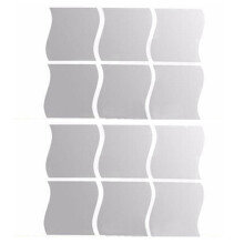 12Pcs Mirror Wall Wall Style Square Sticker with Pattern of Silver Waves Nursery Decoration