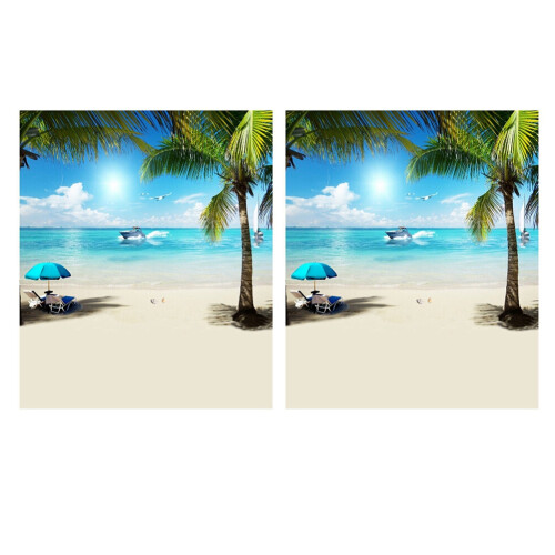 2pcs 3X5Ft Summer Seaside Beach Photography Background Vinyl Studio Backdrop Props