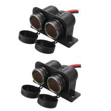 2X Presa Accendisigari 12V Impermeabile Doppia Presa di Corrente con Filo per Auto Moto Scooter Barca ATV Rv