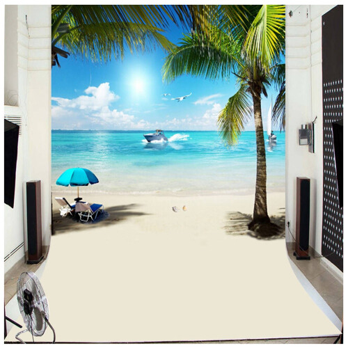2pcs 3X5Ft Summer Seaside Beach Photography Background Vinyl Studio Backdrop Props 1