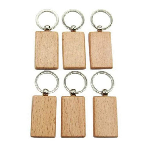 36 Pcs Blank Wooden Key Chain Rectangle Key Chain Tags Wood Keychains Key Ring for DIY 1