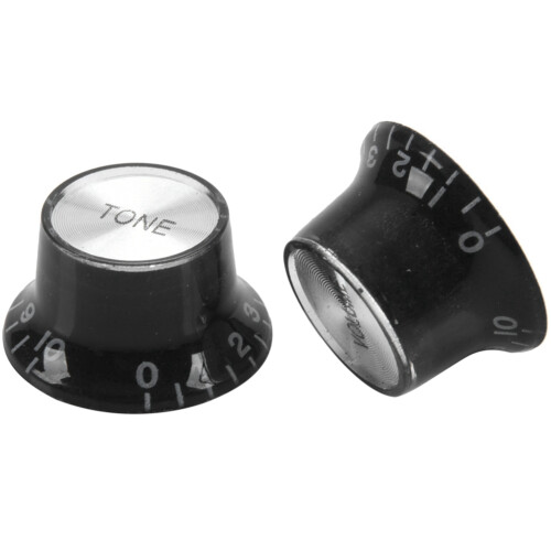 Guitar Knobs 4 Volumes and 4 Tones Silver Top Hat Bell 1