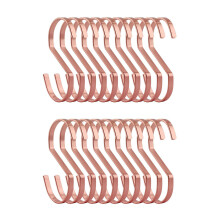 20-Pack 4 Inch Rose Gold Chrome Finish Steel Hanging Flat Hooks-S Shaped Hook Heavy-Duty S Hooks, for Kitchenware, Pots