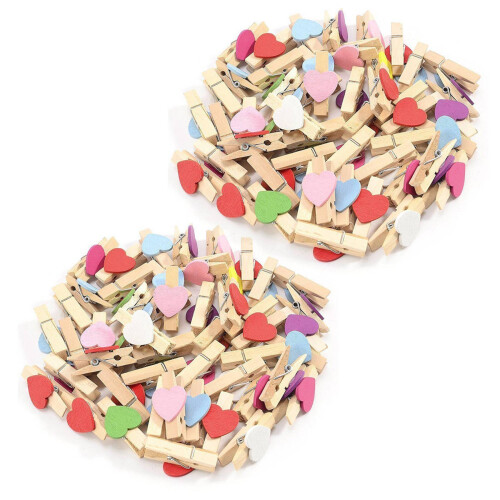 100Pcs Mixed Colours  Wooden Peg Photo Paper Peg  Clips